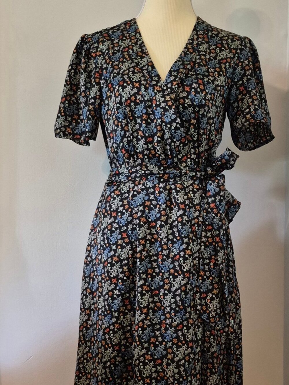 Scotch & Soda Ditsy Floral True Wrap Maxi Dress Cottagecore Boho Lightweight 90s